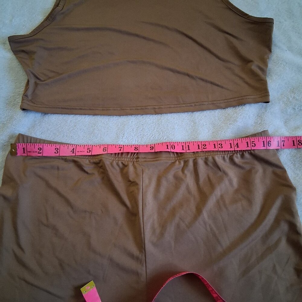 SHEIN Women's Size XL (12) Brown Two Piece Crop Tank & Shorts Set - Picture 11 of 13